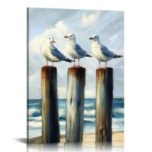 Coastal Sea Bird Canvas Wall Art, Canvas Prints Wall Art for Living Room Bathroom Bedroom Office, Art Print Painting for Home Decorations - 16x20in