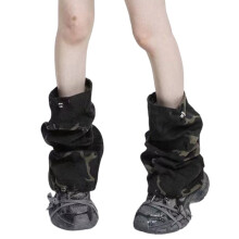 Calze/maniche per gamba da donna con stampa mimetica punk a strati con volant, fascette, scaldamuscoli, copriscarpe svasati
