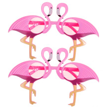 paar feestelijke zonnebrillen in flamingo-vorm, roze plastic, voor festivals en evenementen
