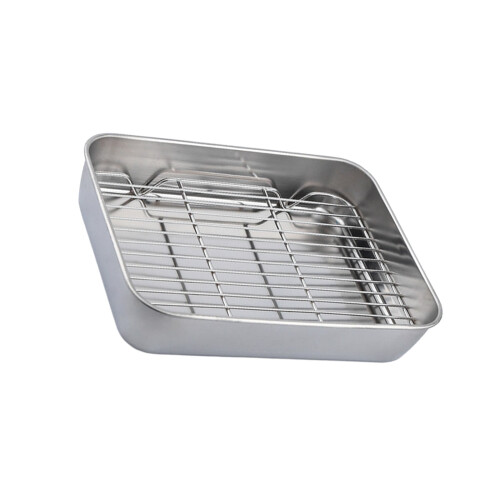 Stainless Steel Roasting Pan with Wire Rack 12-inch