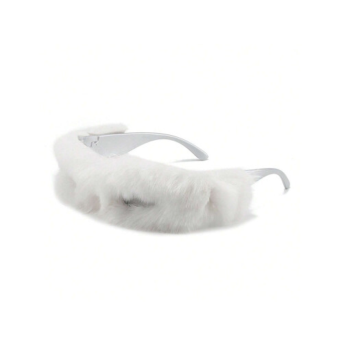 Γυαλιά ηλίου Furry Oversized για γυναίκες, ρετρό στυλ μόδας σε λευκό ασαφές σκελετό με