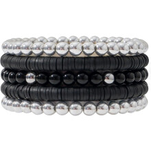 Surfer Heishi Clay Bead Bracelets for Women Bohemian Stackable Gold Beaded Stretch Bracelets Elastic Layering Friendship Bracelets Set Boho Jewelry