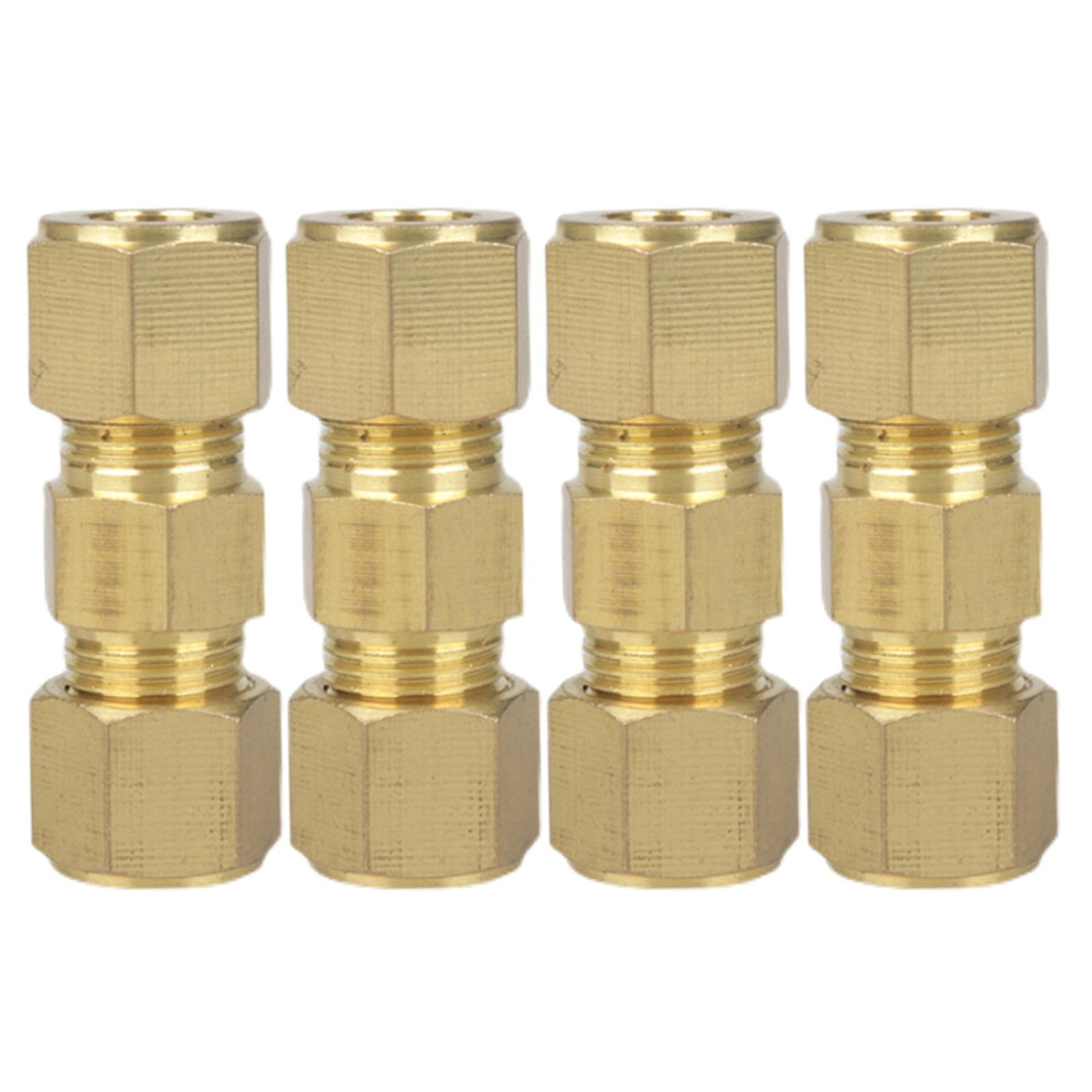 Set Of 4 Brass 1/4Inch Compression Tube Fittings For Plumbing Connection Refrigerator Water Supply Lines Home Appliances 9448483509589