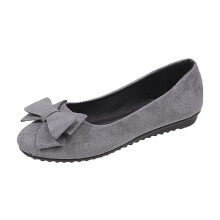 Scarpe casual da donna grigie, modello slip-on, basse, con fiocco, suola morbida, leggere e comode, in tessuto floccato, 1 pezzo, taglia 40Eu