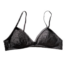 Triangel-bralette för kvinnor, djup V-ringning, bekväm vardags-bh, bygelfri vadderad push-up-bh