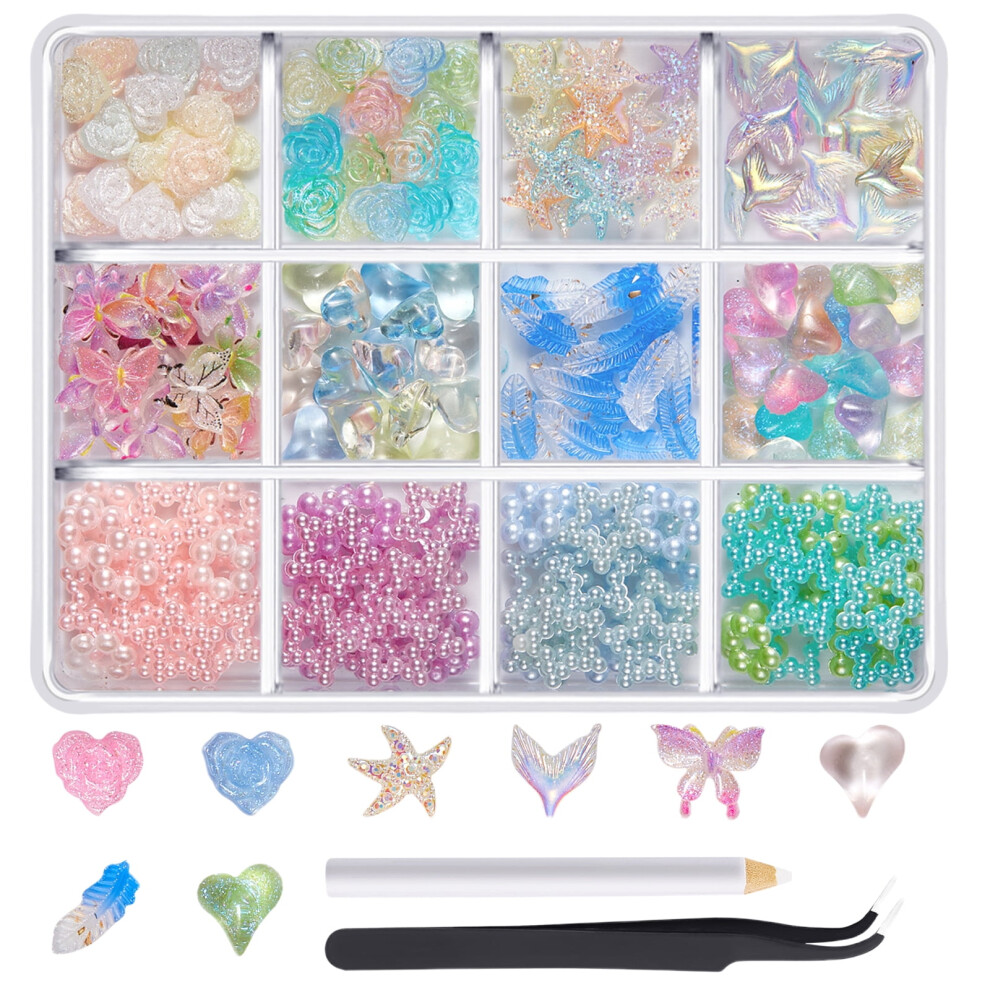 1Box Nails Charm for Nails 3D Nails Rhinestones Nails Decorations Professional Craft Nails Art Supplies for Women