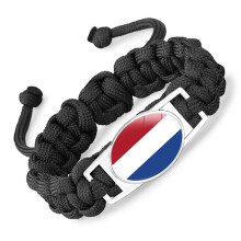 Bracelet de survie en paracorde aux couleurs du drapeau national, noir, longueur ajustable de 17 cm, poids 20 g