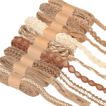 Cintas de encaje de arpillera Triani9Rolls (18 m en total), cordel rústico para manualidades, regalos, decoración de bodas y fiestas.