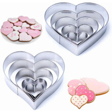 Herzförmige Ausstechformen, 10-teilig, Edelstahl, für Fondant, Gebäck, Kekse, Obst und Gemüse zum Backen