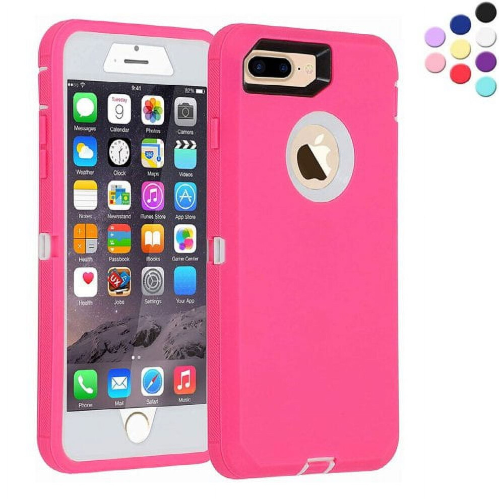 Heavy Duty Shockproof Case For Iphone 8 Plus Â 3-Layer Rubber, Shatter Resistant, Tough Armour, Pink 9448483549318