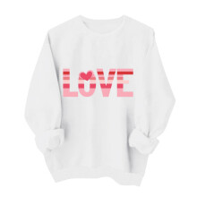 Felpa da donna per San Valentino con stampa a tema amore, girocollo oversize, regalo romantico e carino, colore bianco, taglia L