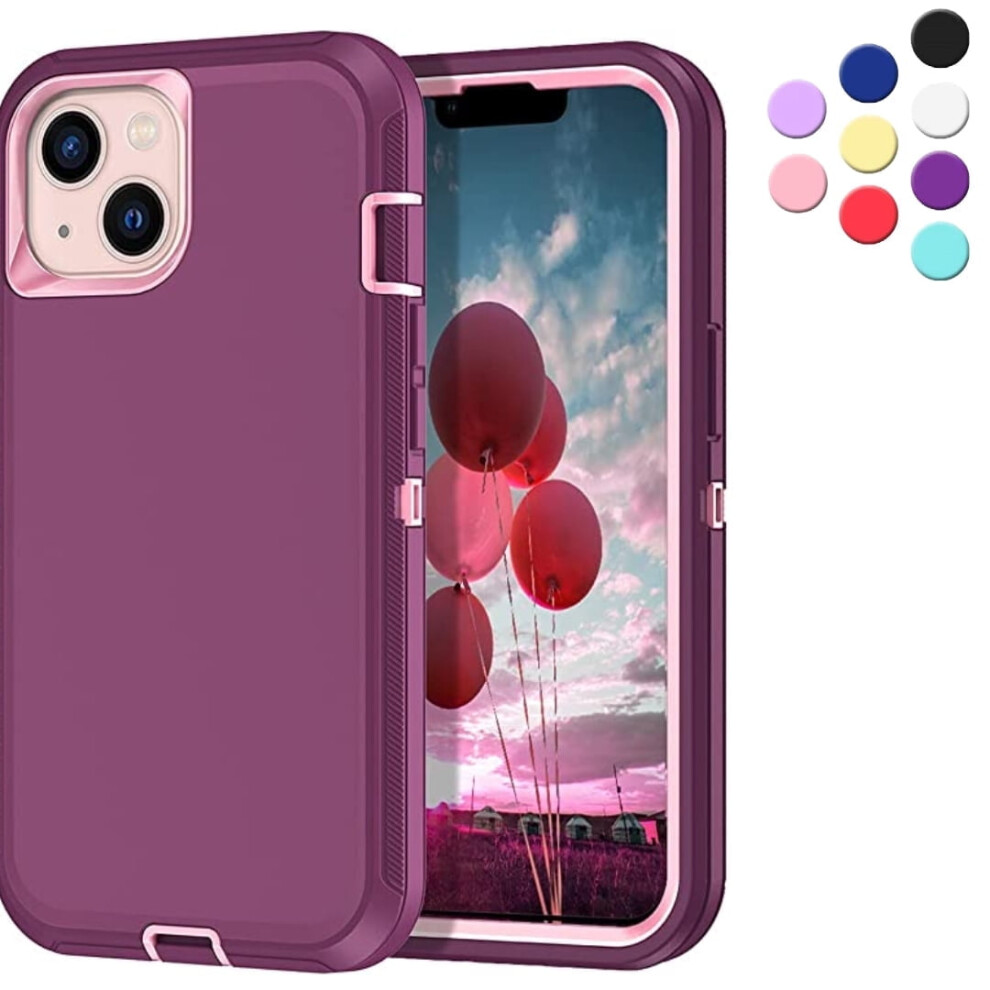 Heavy Duty Case Designed For Compatible With Iphone 13 Shockproof Triple Layer Rugged Case (Purple) Purple 9448483549851