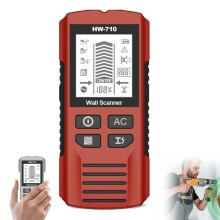 5-in-1 handmetaal- en muurdetector met lcd-scherm, geschikt voor het opsporen van balken, draden, leidingen en elektriciteitsleidingen.
