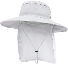 Cappello da sole per esterni con paracollo ripiegabile per uomo e donna, protezione UPF50+, cappello a secchiello estivo in rete, tesa larga per