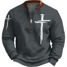 Schlichtes Herren-Sweatshirt mit Rundhalsausschnitt, Digitaldruck, Streetwear- und Sportmode-Trend, Kapuzenloses Sweatshirt, Sportlich