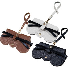Soft Leather Sunglasses Pouch for Men and Women Black Gray