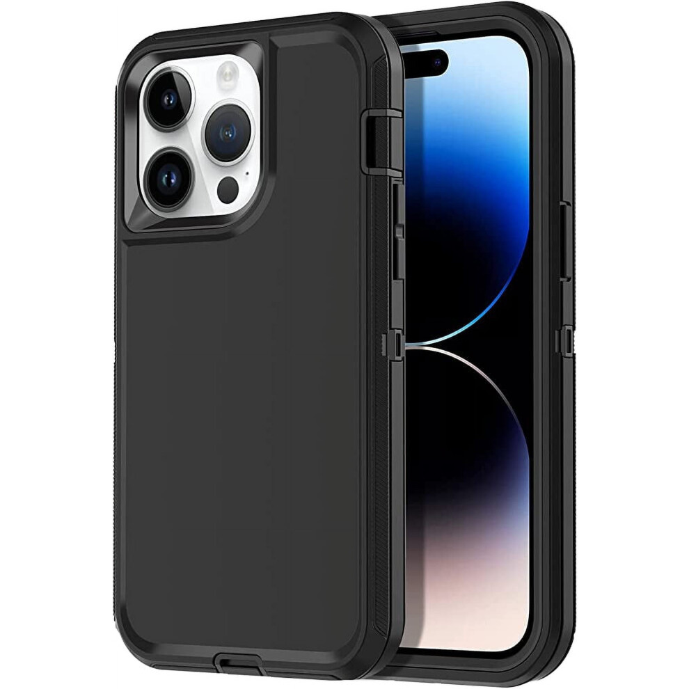 Heavy Duty Case Designed For Compatible With Iphone 14 Pro Max, Shockproof Triple Layer Rugged Case (Black) Black 9448483553612