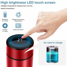 Heated Thermos for Coffee and Tea, LED Temperature Display, Stainless Steel, Portable and Leak-Proof (Red)
