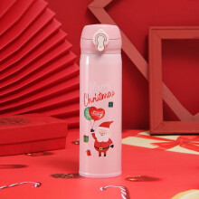 Christmas Water Bottle, 16.9oz Vacuum Insulated Stainless Steel Thermos with Locking Leak-Proof Lid, Cute Cartoon Design Gift