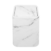 Plastic Marble Trash Can with Lid for Bathroom Kitchen Waste Storage
