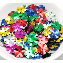 1100 Mixed Color 14mm Cup Flower Loose sequins Paillettes Hole Sewing Wedding
