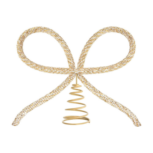 Metal Rhinestone Bow Tree Topper Silver Gold 1pc