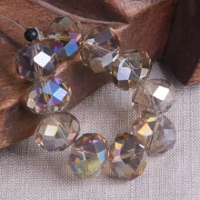 10pcs 14mm(14x10mm) Rondelle AB Plated Faceted Cut Crystal Glass Loose Beads-Gray AB