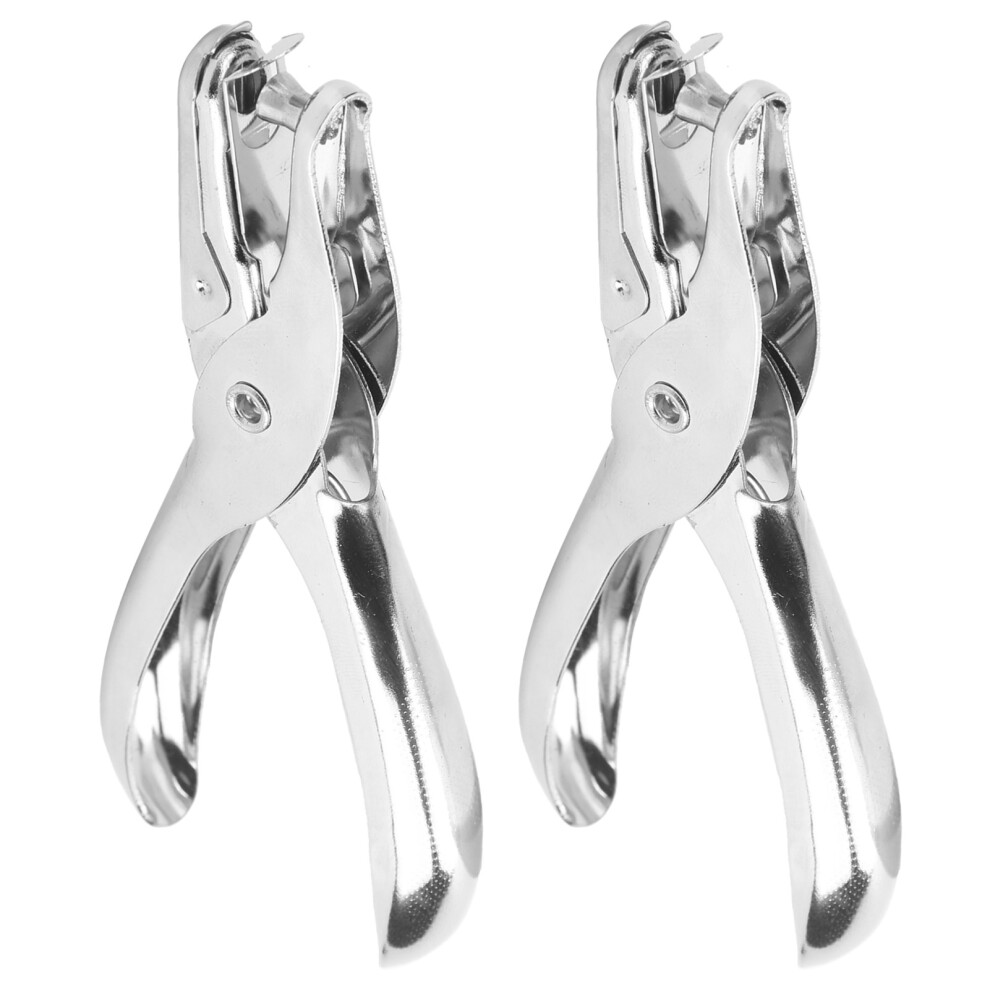 2Pcs Steel Handheld Paper Puncher, 6Mm Diameter, Silver 4271391453164