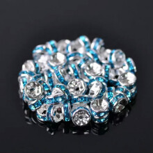 Wholesale Czech Crystal Rhinestone Rondelle Loose Spacer Beads 4/5/6/8/10/12mm-#13 Lake Blue-10mm (50pcs)