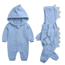 Toddler Baby Boy Romper Hooded Zipper Cotton Hooded Jumpsuit Outerwear One-Piece Bodysuit Overalls Fall Winter Jacket Outfits Blue 0-3 Months