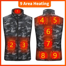 Unisex Thermostatic Heated Vest, 2–9 Zones, 3 Levels, USB-Powered, Compatible with Ski Touring & Camping — Up to 4XL