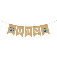 Nautical Boy 1st Birthday High Chair Banner Anchor Sailor One Highchair Bunting Garland Decoration