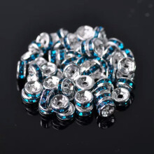 Wholesale Czech Crystal Rhinestone Rondelle Loose Spacer Beads 4/5/6/8/10/12mm-#11 Peacock Blue-8mm (50pcs)