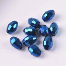 8x6mm 10x8mm 13x10mm Rugby Oval Faceted Crystal Glass Loose Beads Wholesale lot-43# Metal Blue-13x10mm (10pcs)