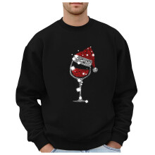 Vintage Men's Crewneck Sweatshirt Men's Christmas Glass Themed Casual Style Hoodless