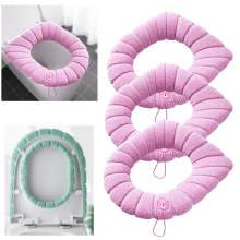 3PCS Washable Toilet Seat Covers, Soft Stretchable & Thicker, Easy Install, Comfortable, Pink – Compatible with Standard Toilets
