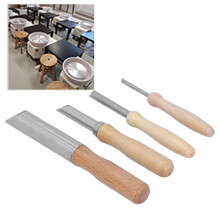 Pottery Hole Cutters 4pcs Stainless Steel Set with Wooden Handles for Clay Work