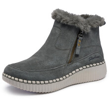 Skechers Kvinder WILSHIRE BLVD - FRESH ZIP, Mid bootie med lynlås og kunstpels, Oliven, 7M