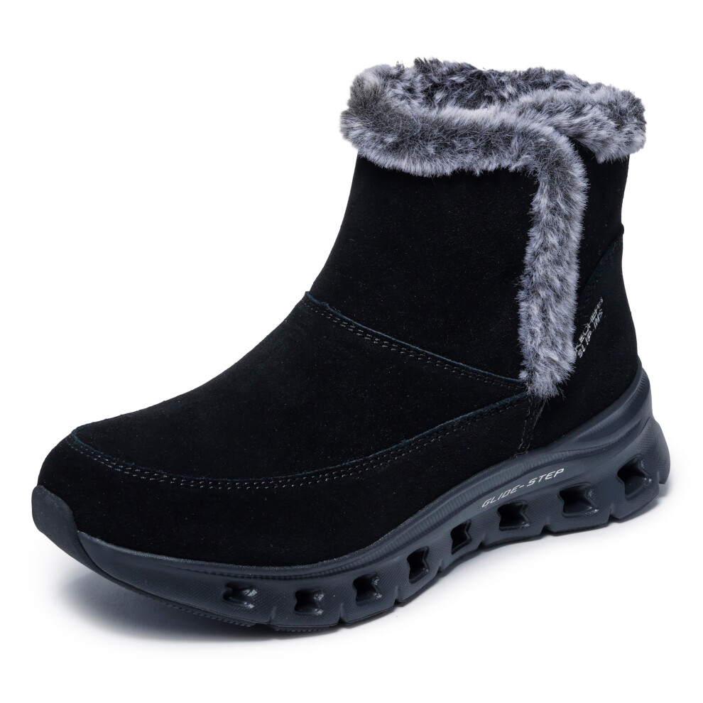 Skechers Women's Glide-Step Pro - Cozy Wish Hands Free Slip-Ins, Wool Lined Cozy Boot, Black/Black, 10M
