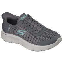 Skechers Go Walk Flex Hands Free Slip-Ins - Grand Entry Sneaker, Charcoal/Turchese, 8 US