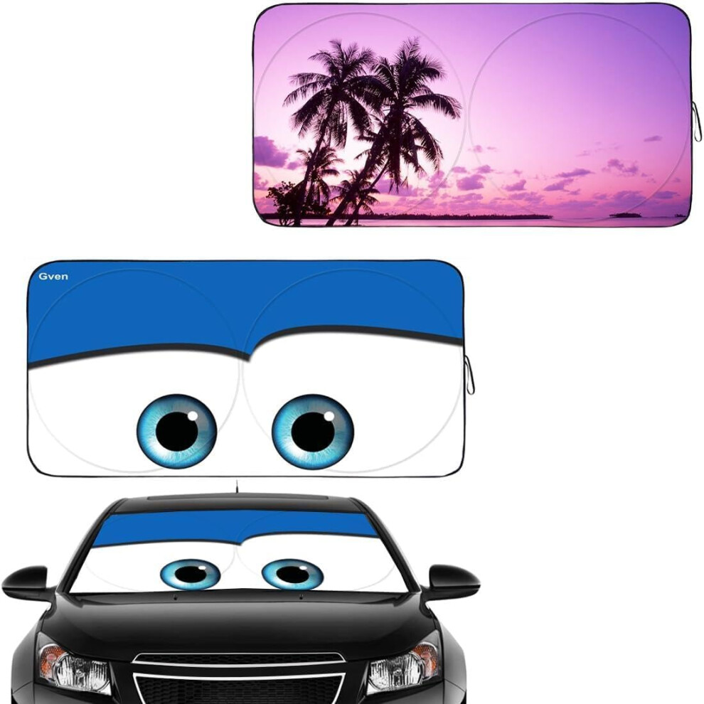Car Sun Shade Windshield Sun Shade Uv Protection Foldable Reflective 210T Keep Car Cool Eyesblue L + Sunset L 9092120265668