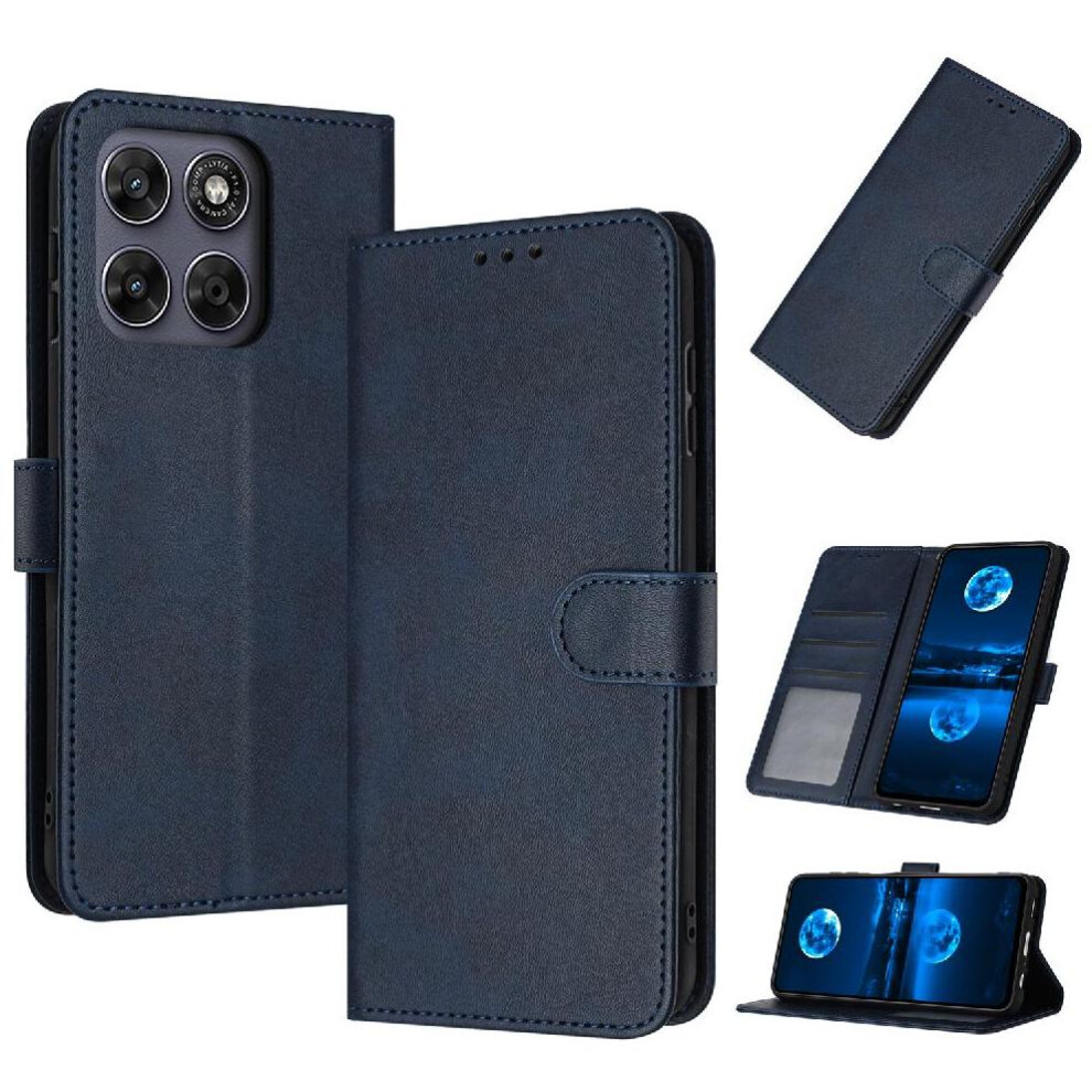 () Flip Case For Motorola Moto G77 With Buckle With Card Slot Kickstand Pure Colour Pu Leather 764563197262