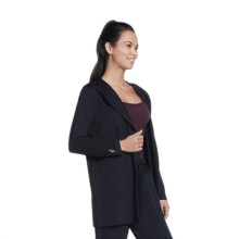 Skechers Dames Skechluxe Restful Hoodigan Hoodie Cardigan, Zwart, Groot
