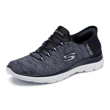 Skechers Dames Hands Free Slip-ins Summits Dazzling Haze Sneakers, Zwart Wit, 6 XW US
