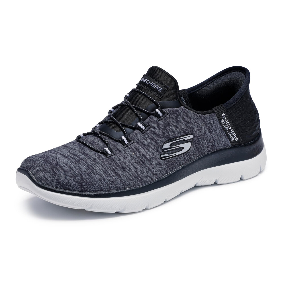 Skechers Women's Hands Free Slip-Ins Summits Dazzling Haze Sneaker, Black White, 6 Xw Us