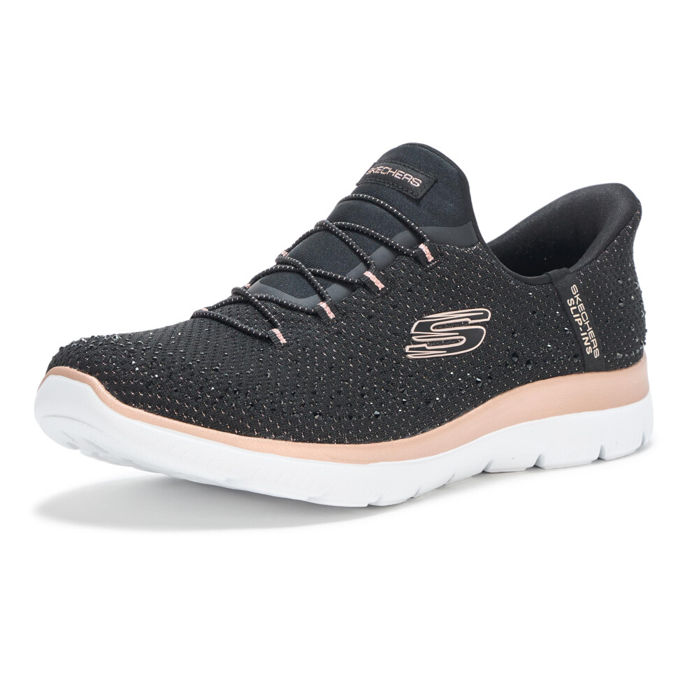 Skechers Womens Summits Brilliant Shine Hands Free Slip-Ins Black Rose Gold 10.5 Medium