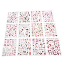 12 Sheets Valentine's Day Nail Art Stickers Red Lips & Heart Decals for Nails