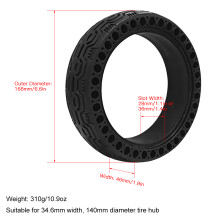 Electric Scooter 6.5in Honeycomb Solid TPE Tire, Shock Absorber, Anti-Slip