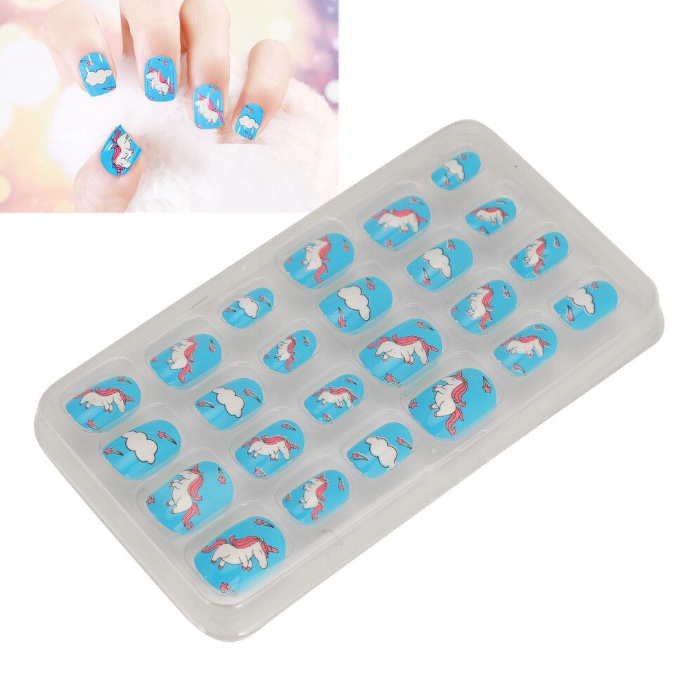 24pcs Kids Cartoon Pattern Full Cover False Nails ABS Artificial Nails