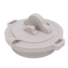 40oz Silicone Tumbler Lid with Straw Hole, Storage, Phone & Mirror, Khaki